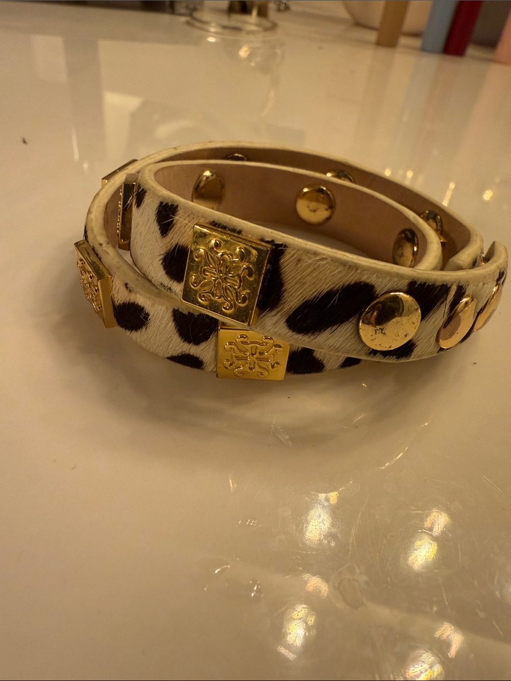 Rustic Cuff Gold and Brown Stud Wrap Bracelet